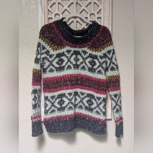 Free People Women Small Oversized Multi-color Stripe Sweater Chunky Knit Nordic
